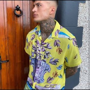 ASOS DESIGN relaxed fit viscose shirt in yellow